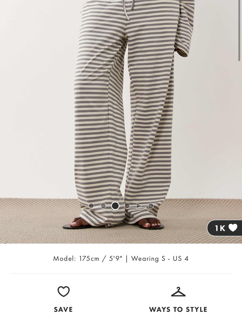 Lioness Striped Wide-Leg Lounge Pants - Gray & White